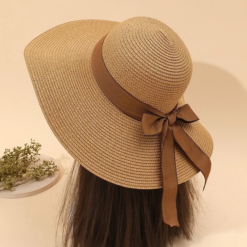 Women's Vacation Color Block Curved Eaves Sun Hat