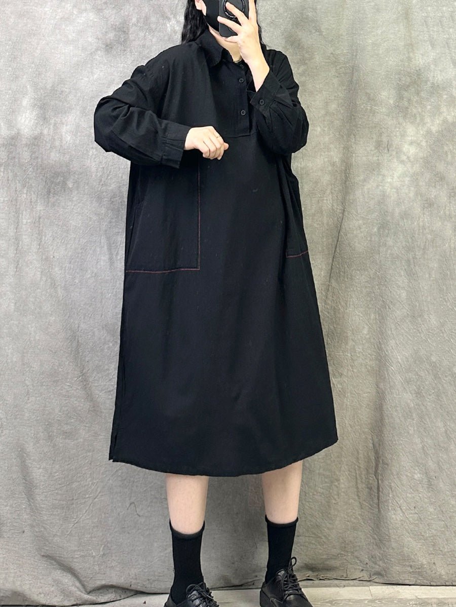 Women Spring Casual Pure Color Loose Dress