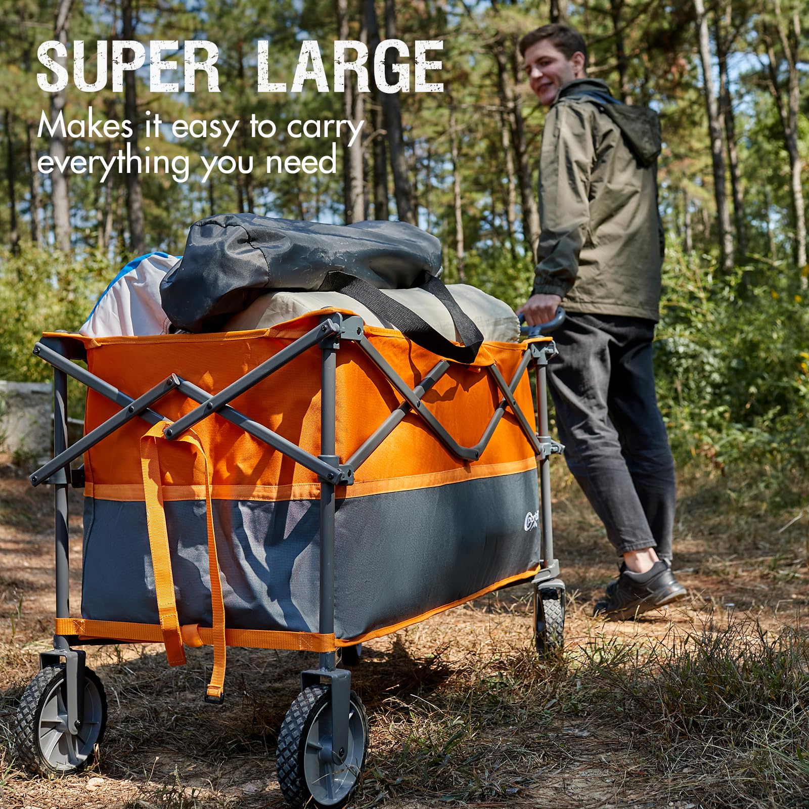 💥 Last Day Buy 2 Get 70% OFF💥PORTAL Folding Utility Wagon Collapsible Cart, 220lbs weight capacity