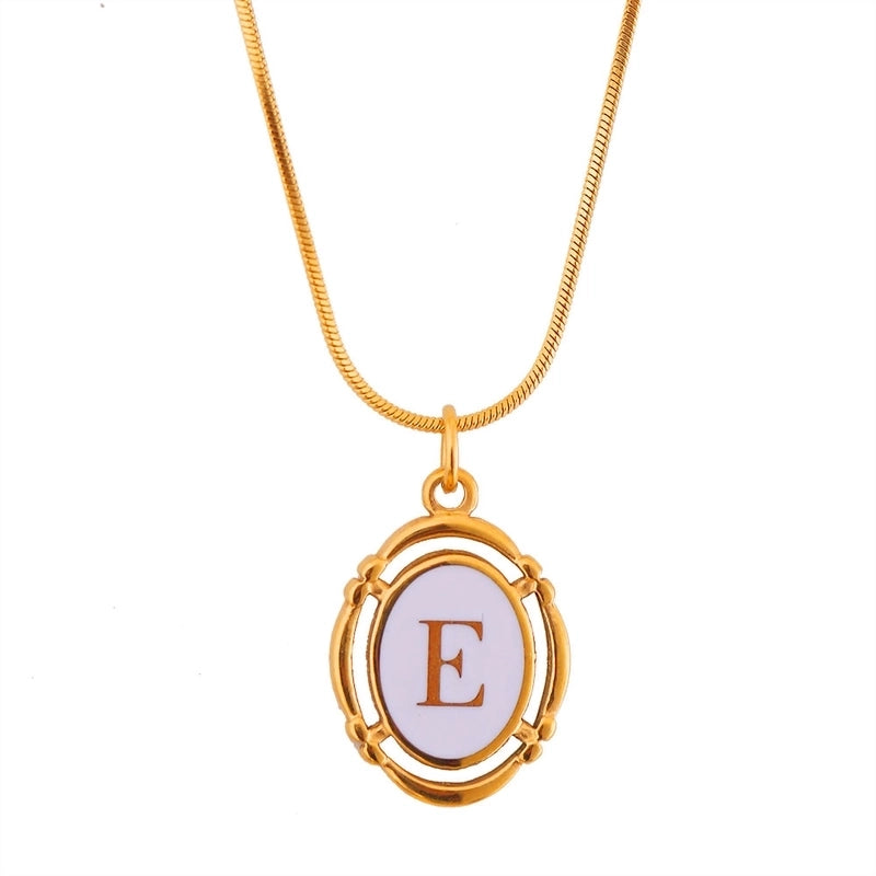 Stainless Steel Classic Style Stoving Varnish Plating Letter Pendant Necklace