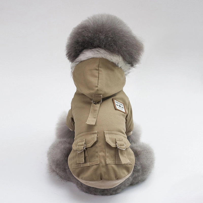 Autumn/winter Season Pet Clothes Dog Cotton Coat Fleece-lined Two-legged Dog Clothing Fashionable Pet Outfit