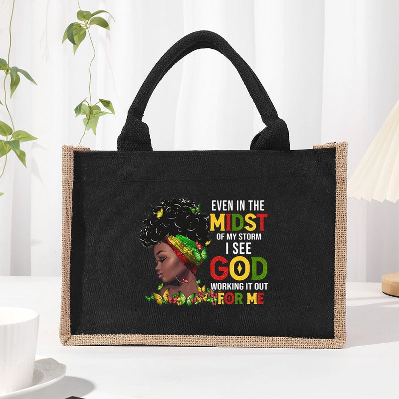 Women's Medium Canvas Letter Basic Classic Style Open Shopping Bags