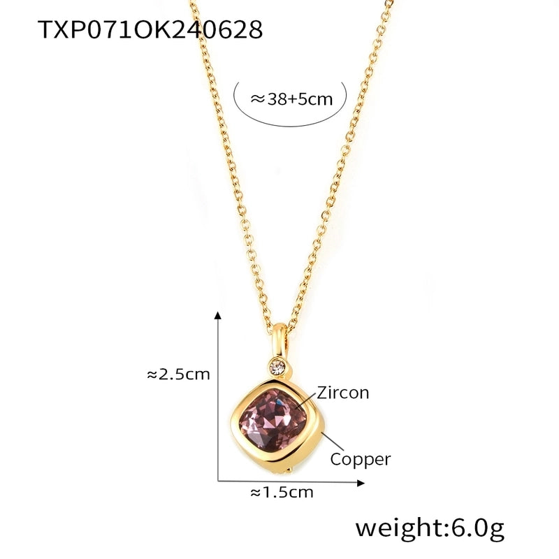 Minimalist Quadrilateral 304 Stainless Steel 18K Gold Plated Plating Earrings Necklace Jewelry Set
