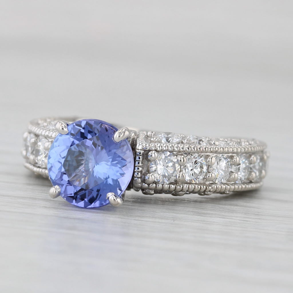 3cw Tanzanite Diamond Ring 14k White Gold Size 6.5 Engagement