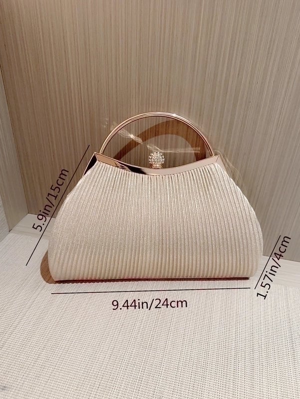 Women's Polyester Solid Color Elegant Vintage Style Sequins Oval Buckle Clutch Bag Handbag Evening Bag