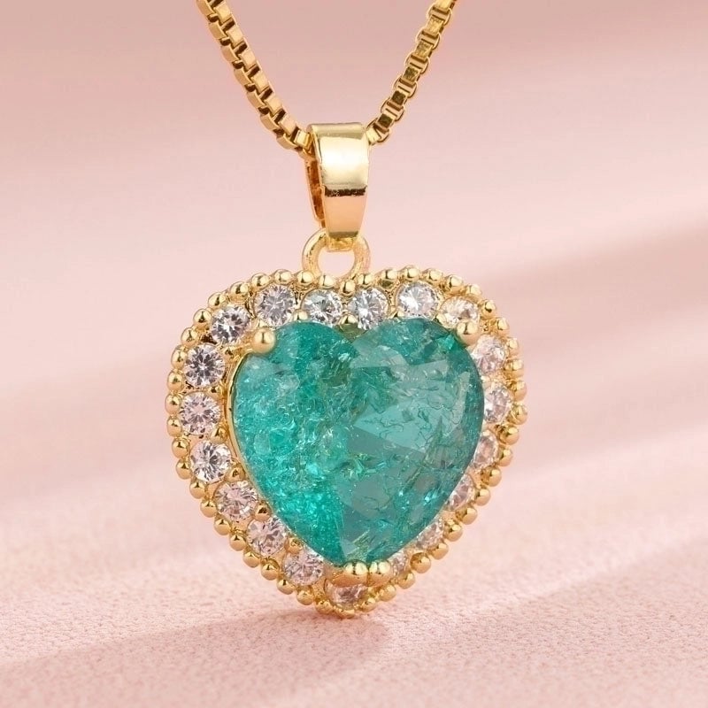 Vintage Style Heart Shape Flower Bow Knot Stainless Steel Copper Plating Inlay 18K Gold Plated Zircon Pendant Necklace