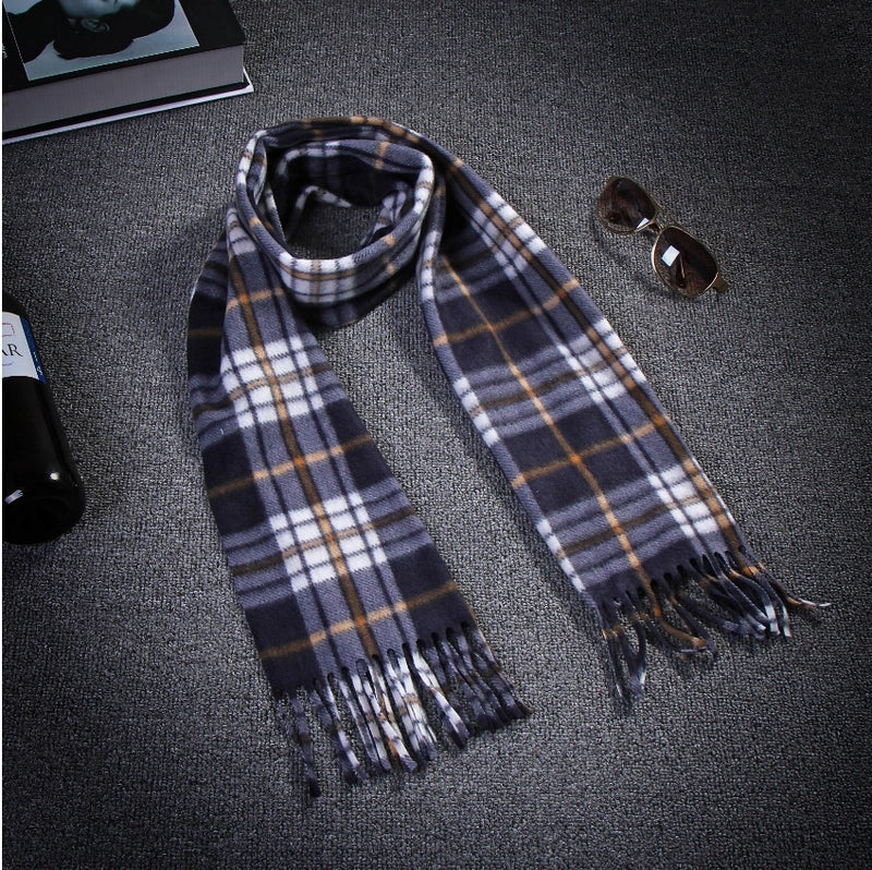 Autumn And Winter Warm Fleece-lined Special Offer Men's Children's Classic Black And White Plaid Scarf Gift Men's Scarf