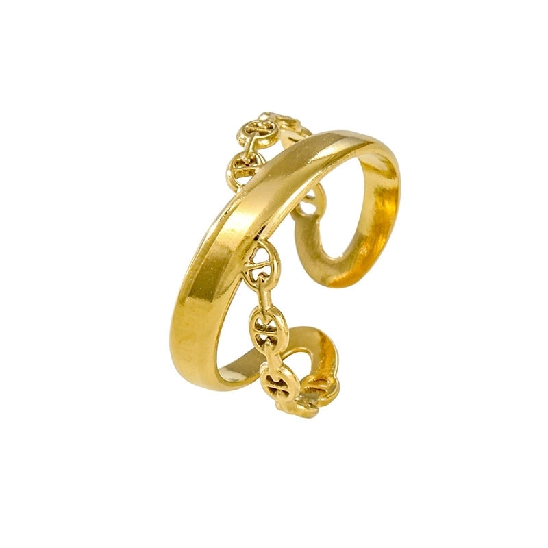 Elegant Leaves Flower Titanium Steel Open Rings