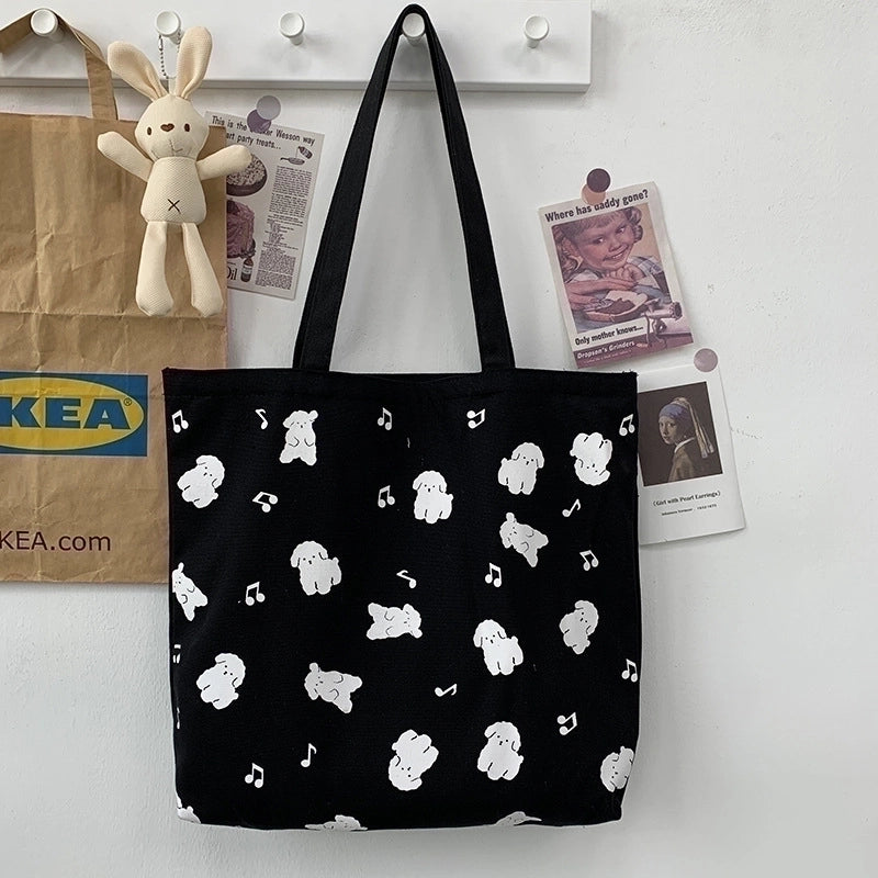 Women's Large Canvas Color Block Streetwear Square Zipper Shoulder Bag