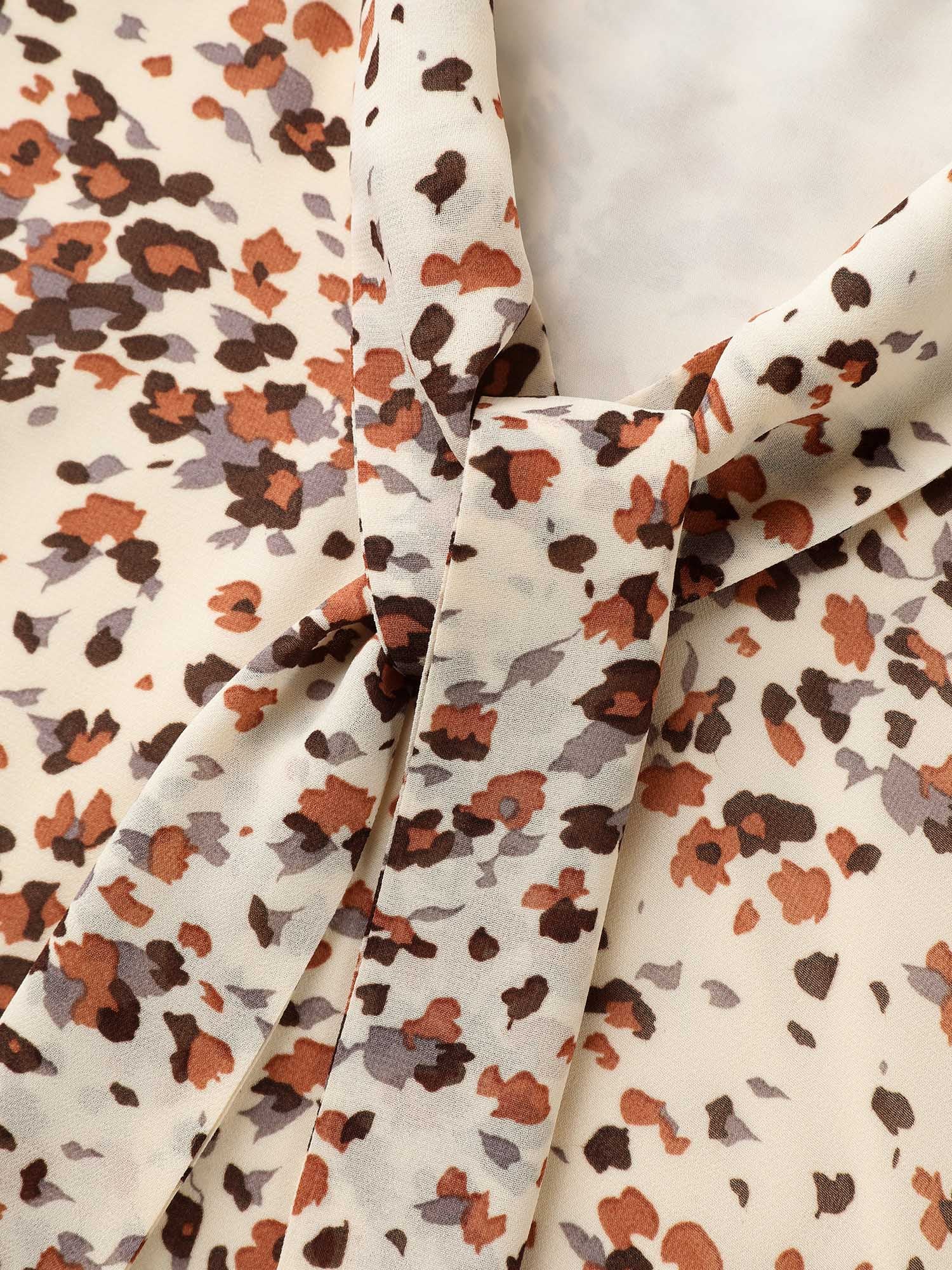 Leopard Print Ribbon Collar Blouse