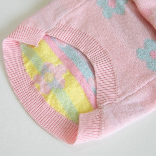 Colorful Flower Printed Dog Cat Sweater Vest