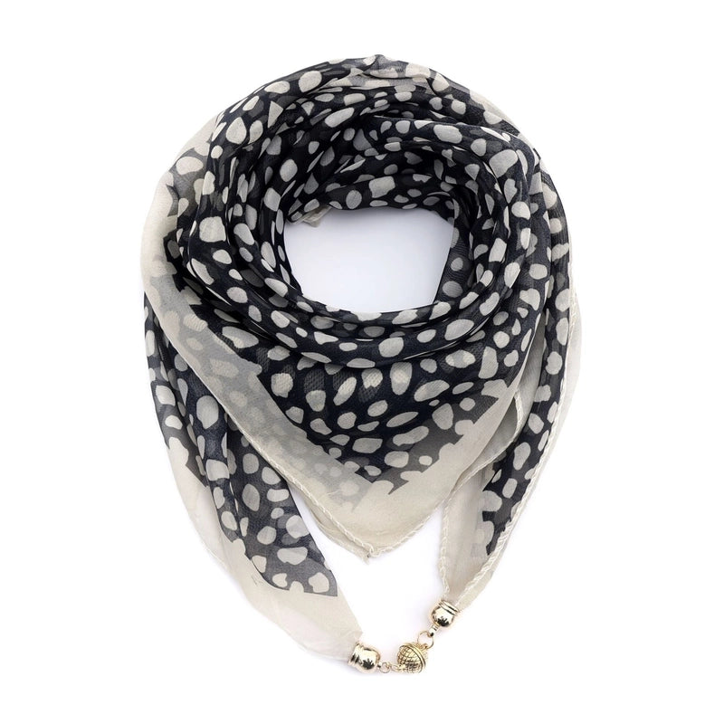 Women's Classic Style Splicing Polka Dots Flower Polyester Printing Silk Scarf