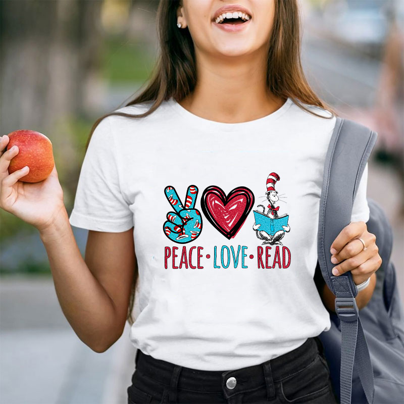 Peace Love Read Teacher T-Shirt