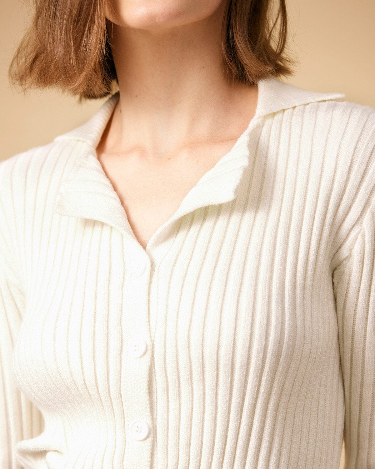 The Solid Collared Ribbed Knit Tops