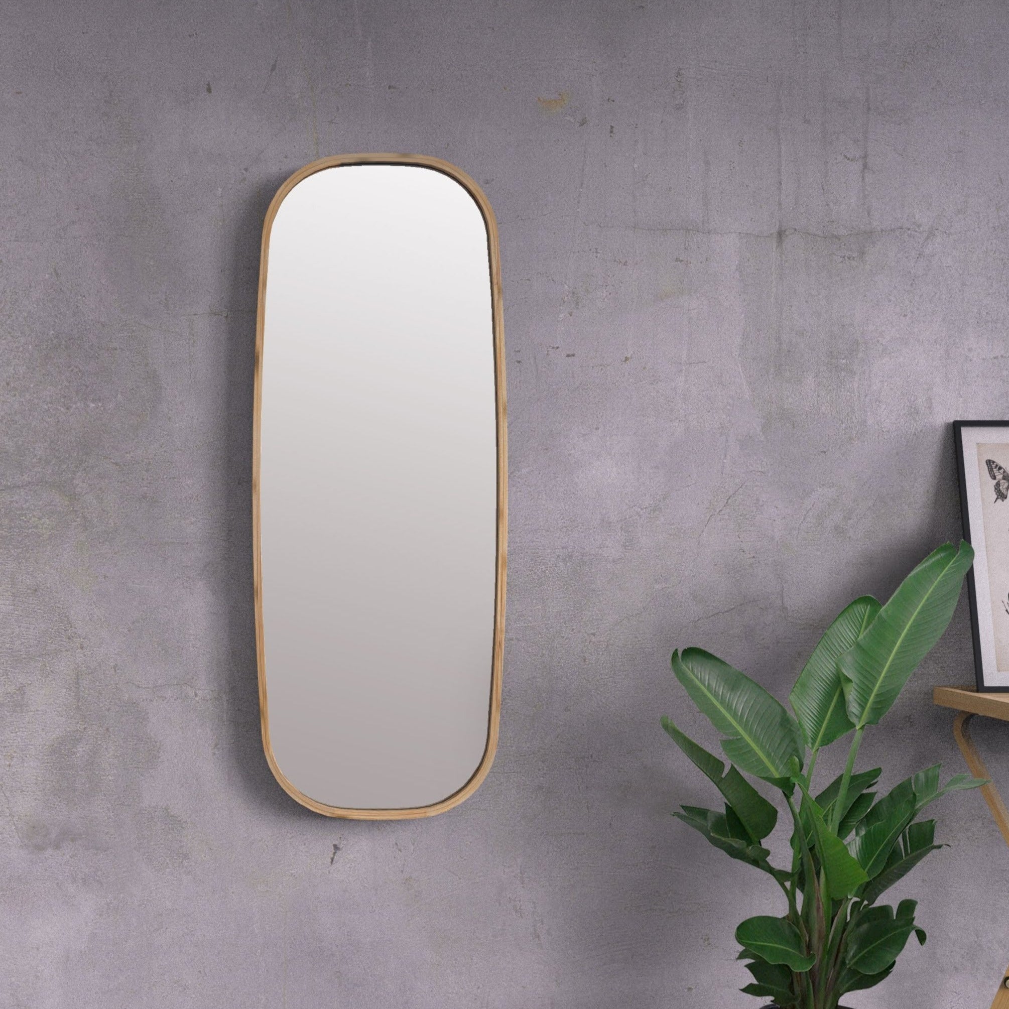 Mira Squircle Wall Mirror:  Handmade Japandi Style Minimal Wall Mirror For Dressing Bathroom Bedroom [45cm/18in(W) x 120cm/47in(H)]