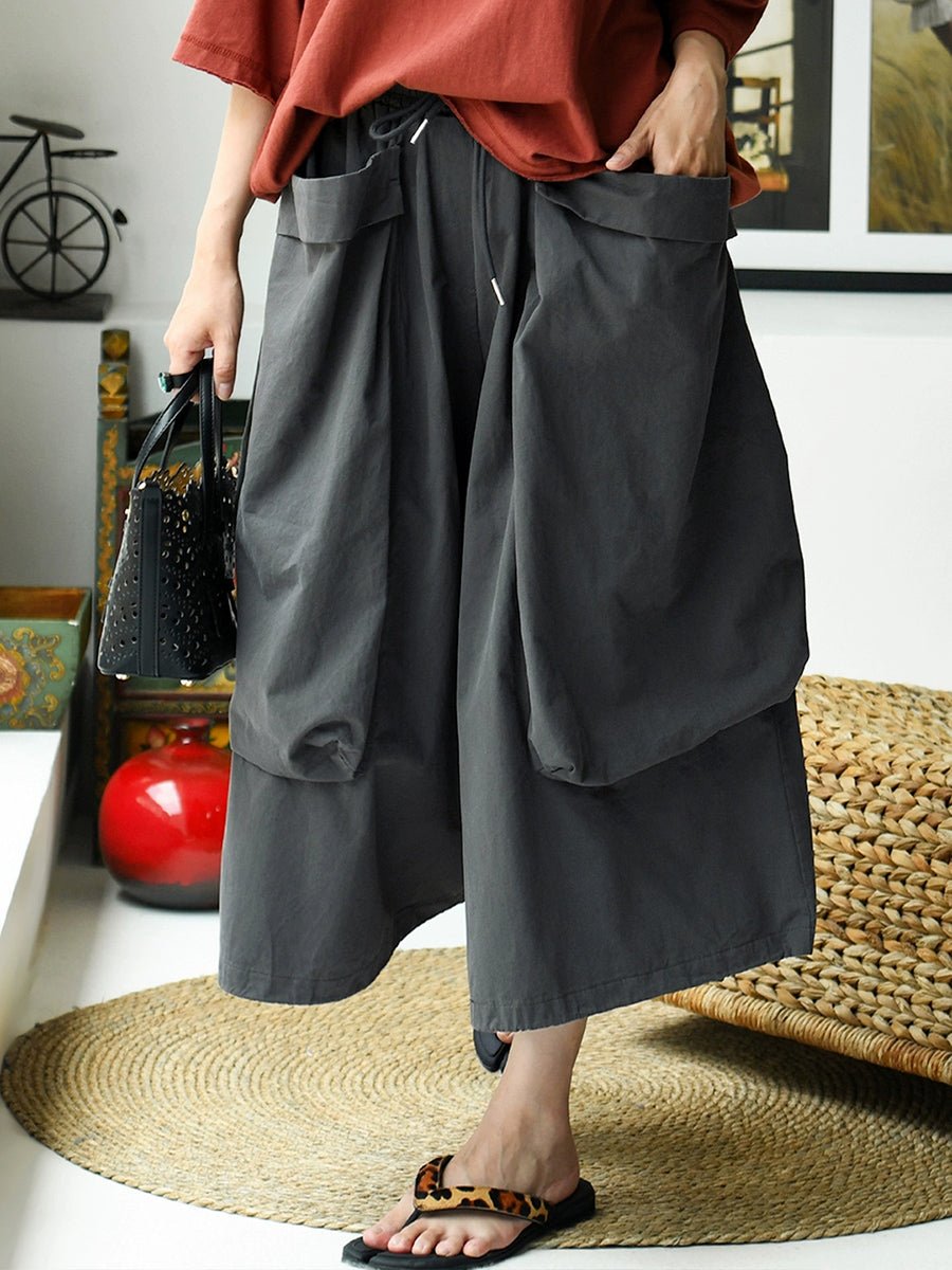 Women Summer Casual Pure Color 100%Cotton Cropped Pants
