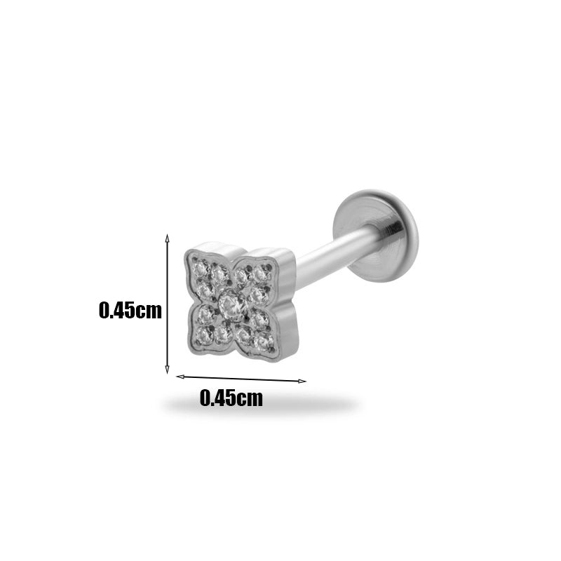 1 Piece Ear Cartilage Rings & Studs Minimalist  Flower Butterfly Pure Titanium Plating Inlay Zircon