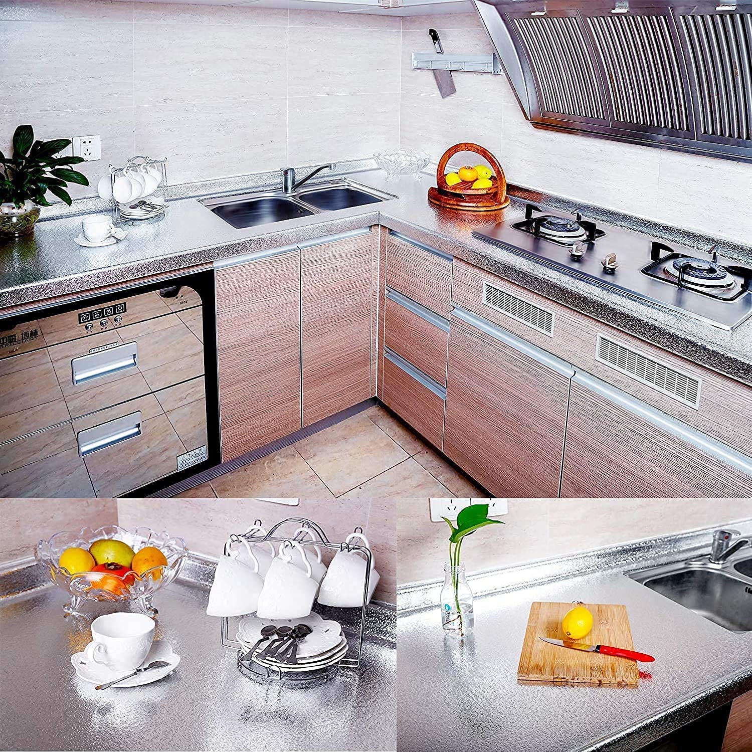 Kitchen Wallpaper - 5 Meter Roll .  Oil Proof Waterproof Aluminum Foil Wallpaper