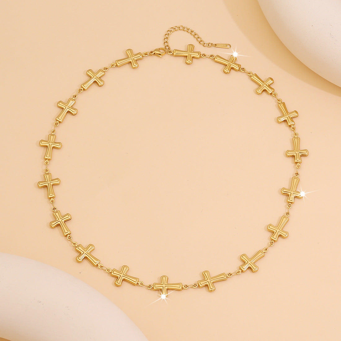 Scallop Heart Chain Necklace Stainless Steel Water Drop Cross Necklace N1484