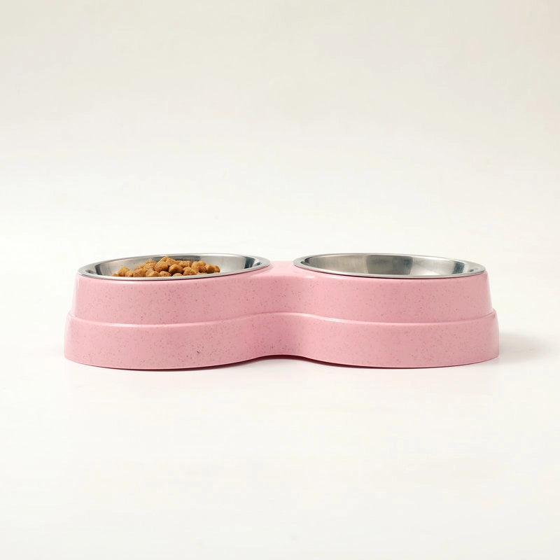 Pet Double Bowl Pet Dual-use Stainless Steel Bowl Dog Drinker Feeding Bowl Cat And Dog Plastic Pet Bowl