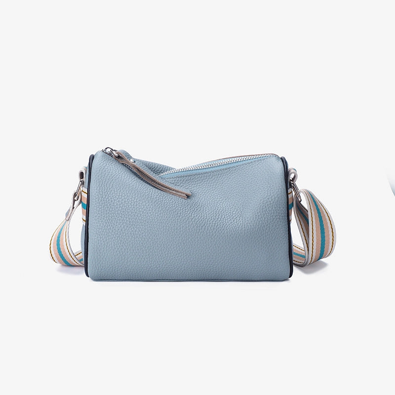 Women's Medium Leather Solid Color Basic Zipper Shoulder Bag