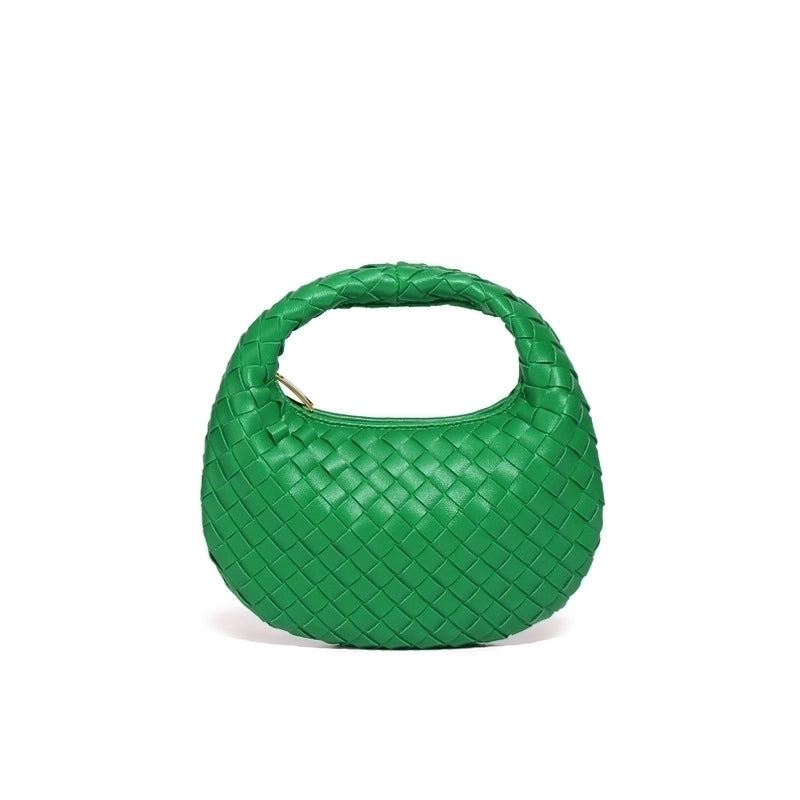 Women's Small Pu Leather Solid Color Streetwear Round Zipper Handbag