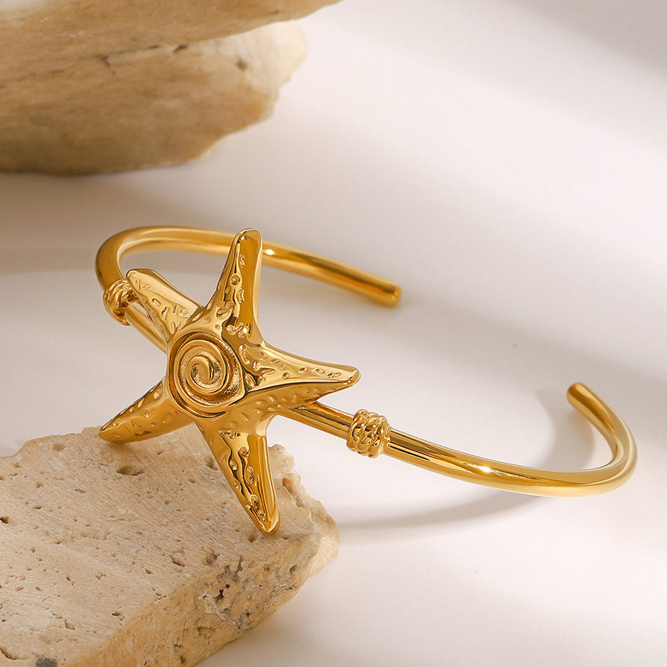 Stainless Steel Starfish Open Bracelet Ocean Bracelet Titanium Steel Hand Jewelry Bracelet
