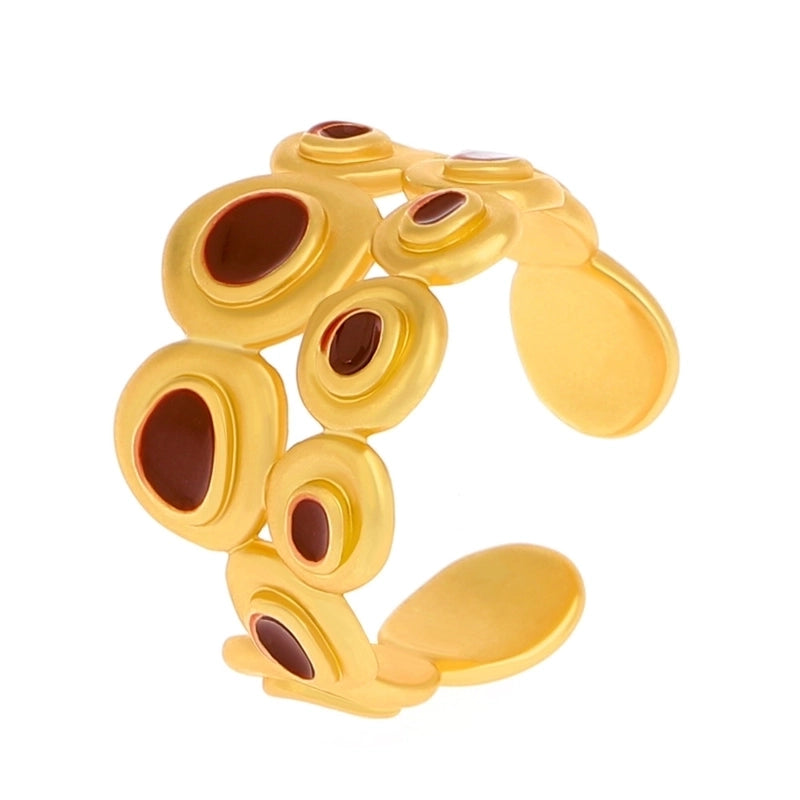 Lady Fashion Shiny Devil's Eye Heart Shape Flower Copper Plating Inlay Artificial Rhinestones Artificial Pearls Zircon Open Ring Rings