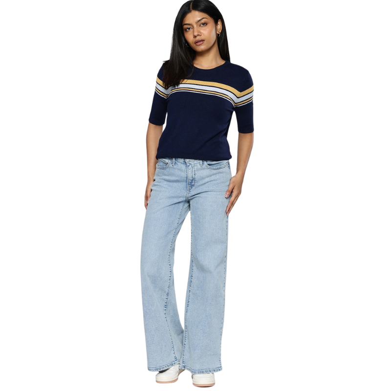 Women Shaping Wide Leg Light Fade Stretchable Jeans