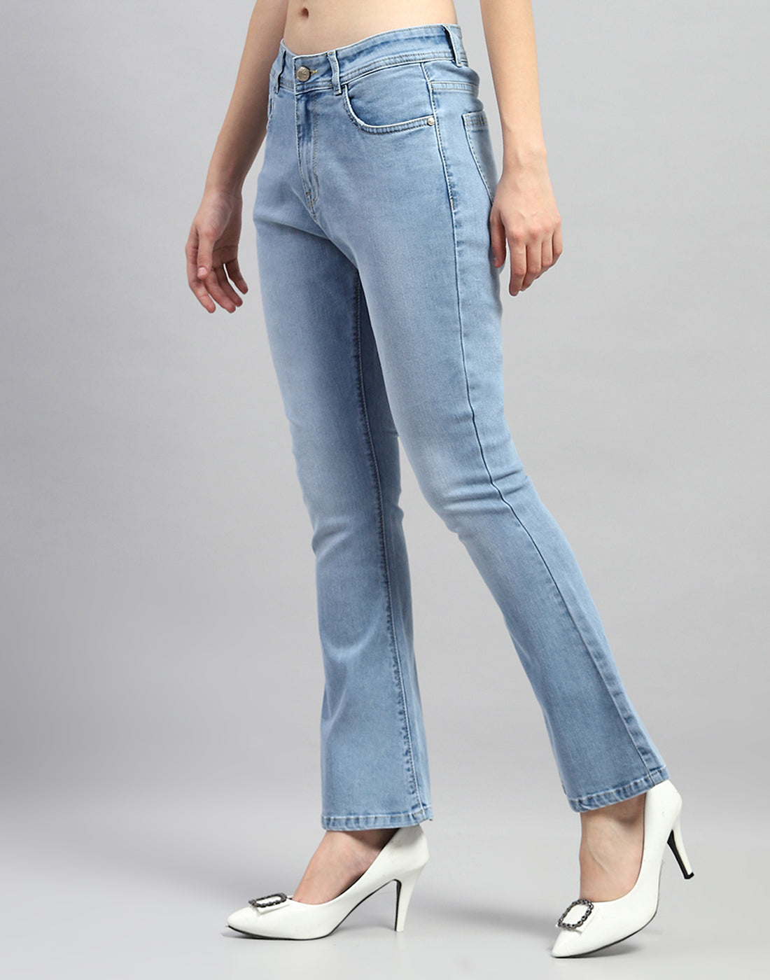 Women Light Blue Light Wash Boot Cut Denim