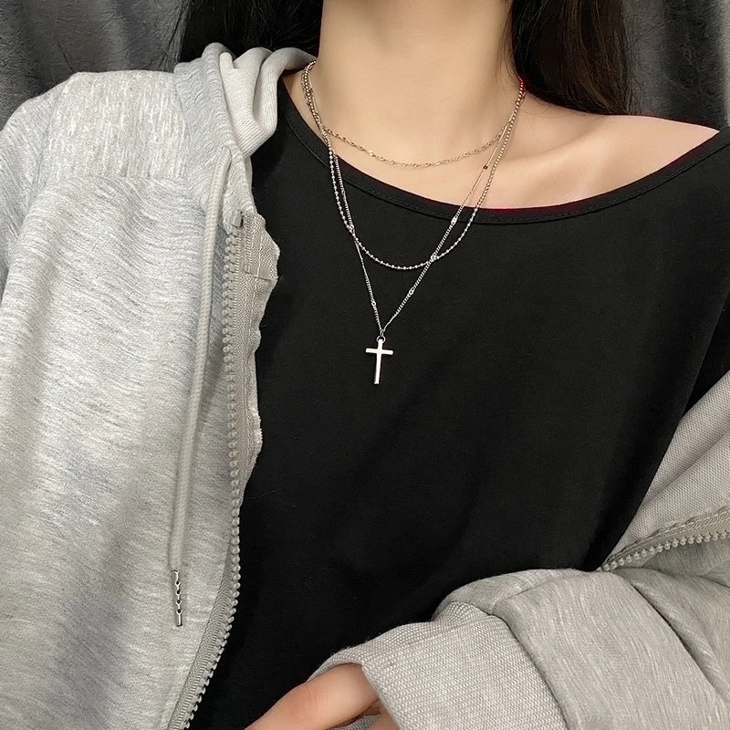 Fashion Cross Titanium Steel Titanium Steel 14K Gold Plated Gold Plated Silver Plated Metal Chain Necklace