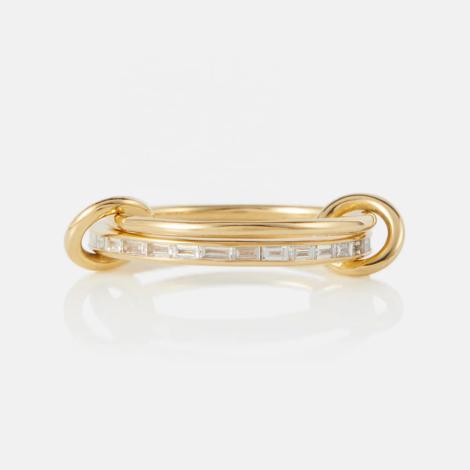 Jewelry 18k Gold Plated Baguette Linked Connected Ring for Women