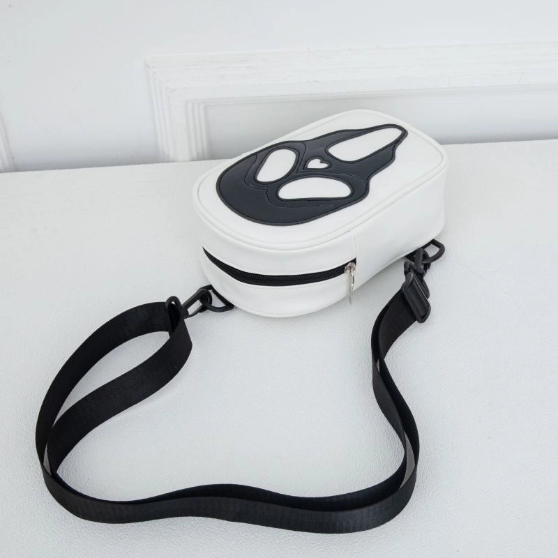 Halloween Women's Pu Leather Color Block Skull Streetwear Square Zipper Fanny Pack