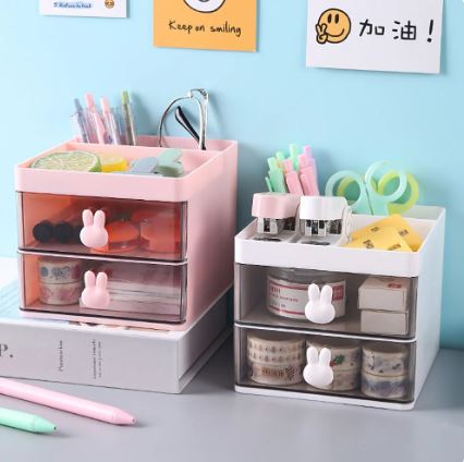 Small Desk Organizer With Drawer. Office Desktop Storage Box. Stationery/Makeup Organizer Storage Box