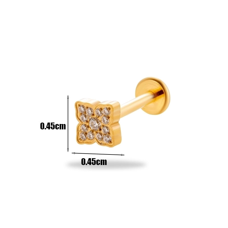 1 Piece Ear Cartilage Rings & Studs Minimalist  Flower Butterfly Pure Titanium Plating Inlay Zircon