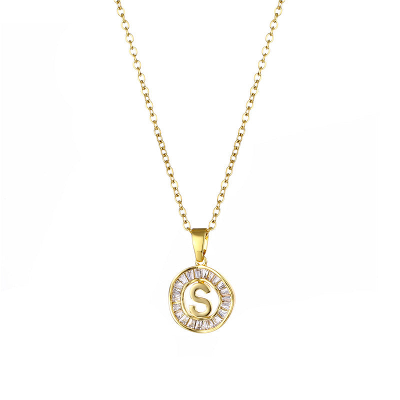 Natural Letter Text Number Stainless Steel Electroplating Necklaces