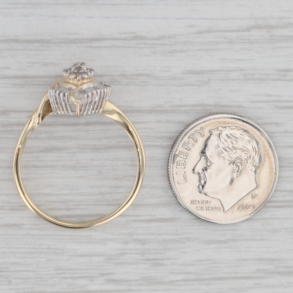 0.10ctw Pear Halo Engagement Ring 10k Yellow Gold Size 8.75