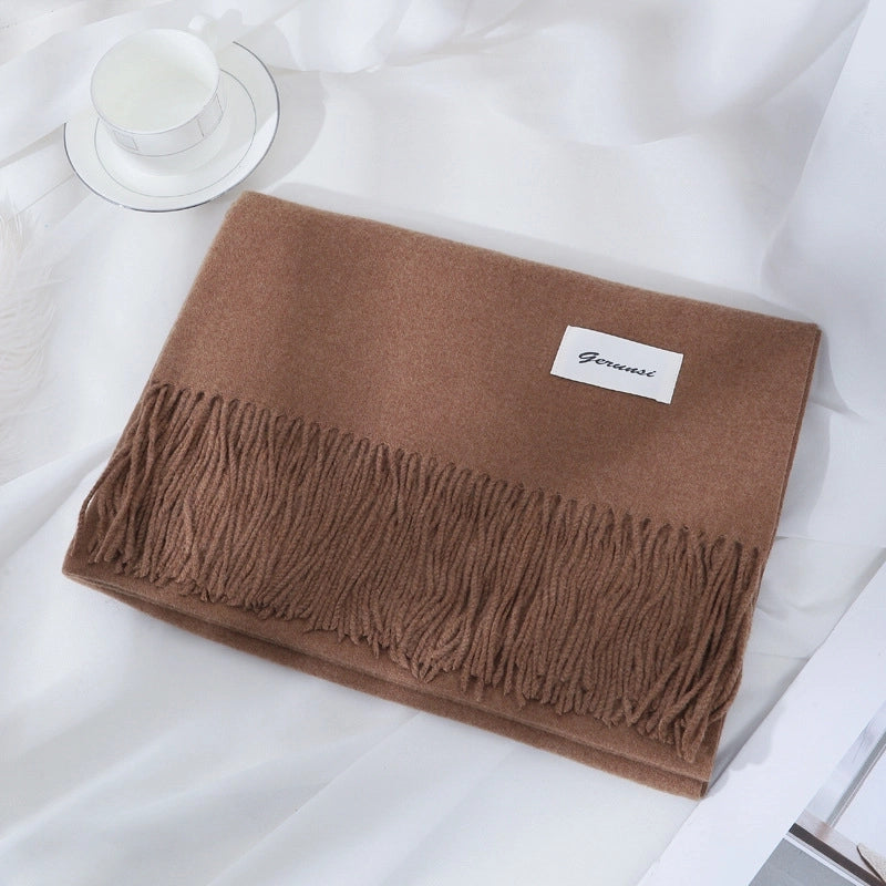 Women's Minimalist Solid Color Imitation Cashmere Tassel Scarf