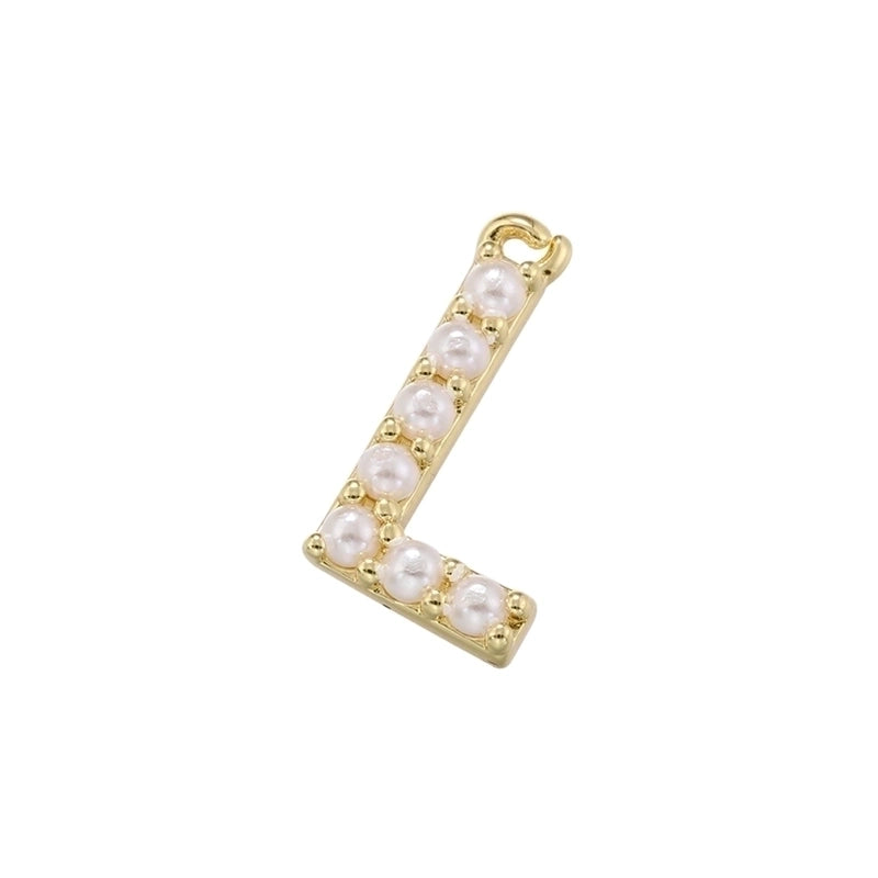Casual Elegant Minimalist Letter Copper Plating Inlay Artificial Pearls 18k Gold Plated Charms