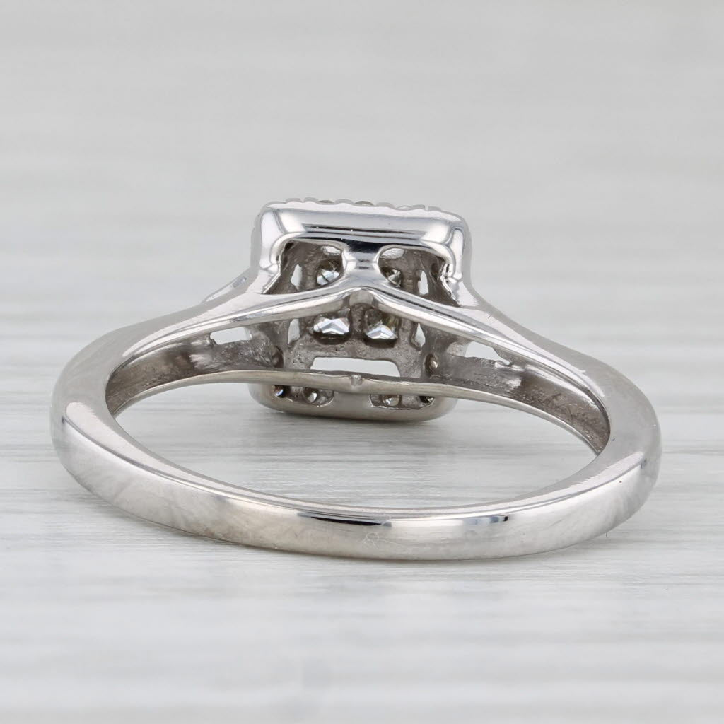 0.31ctw Princess Diamond Halo Engagement Ring 10k White Gold Size 6