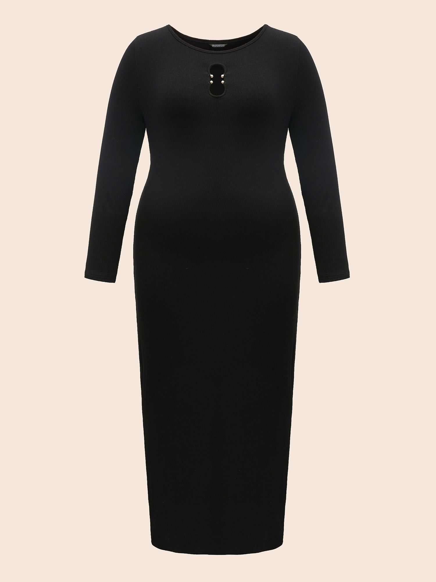 Metal Detail Keyhole Split Hem Dress