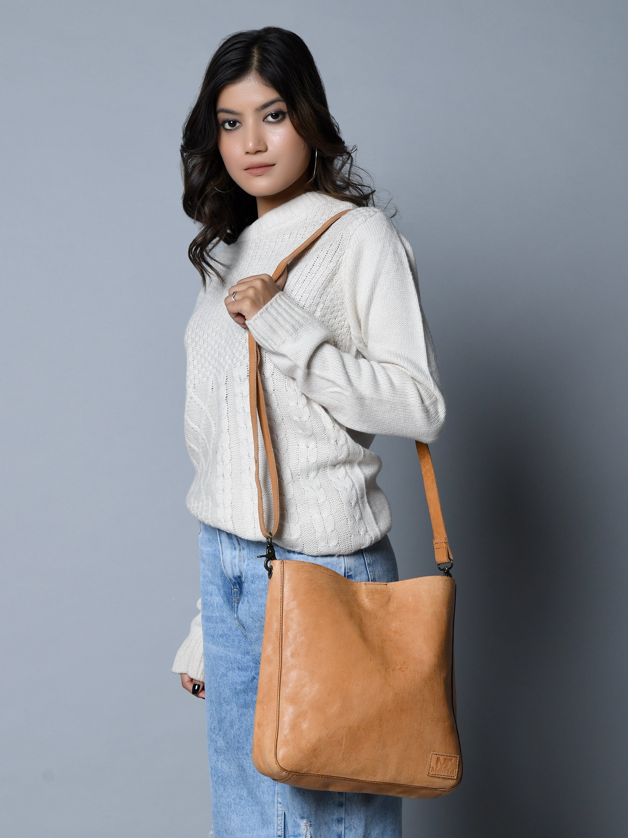 Serenity Everyday Crossbody Sling. Tan