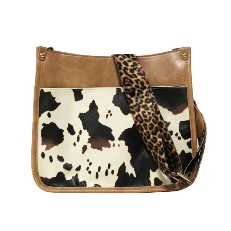 Women's Medium Pu Leather Solid Color Leopard Streetwear Zipper Crossbody Bag