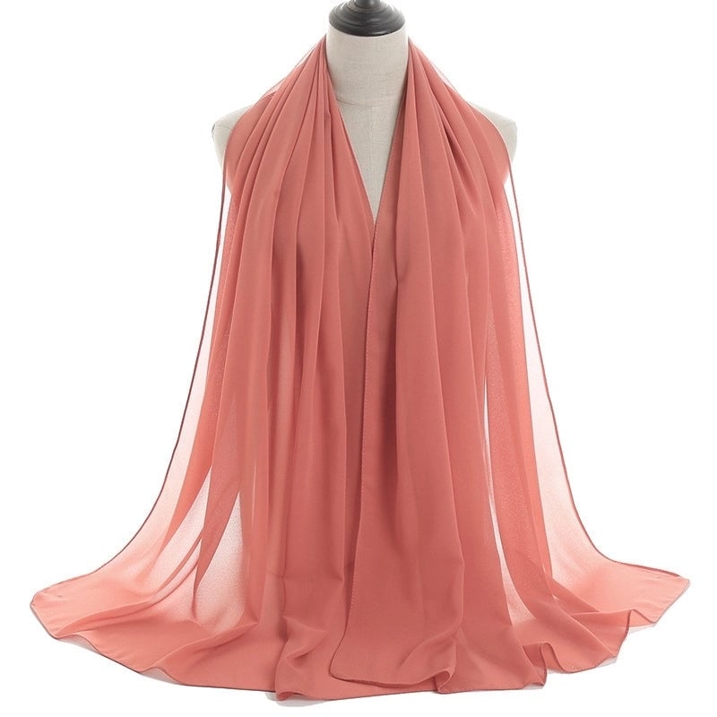 Women's Minimalist Solid Color Chiffon Cotton Linen Scarves