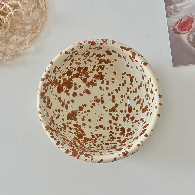 Enamel Splash-ink Bowl Cup Cereal Fruit Salad Bowl Internet Celebrity Enamel Bowl Splash-ink Bowl Tableware Set