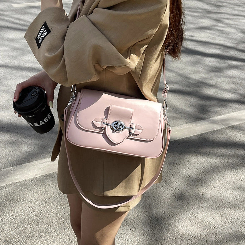 Women's Medium Pu Leather Solid Color Vintage Style Classic Style Square Magnetic Buckle Shoulder Bag