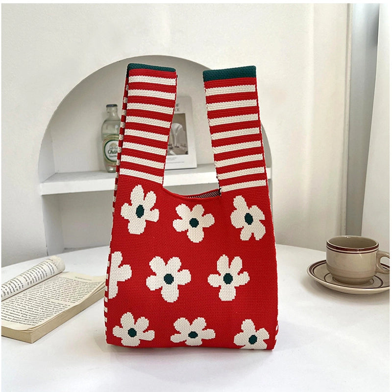 Women's Medium Polyester Flower Basic Vintage Style Square Open Shopping Bags
