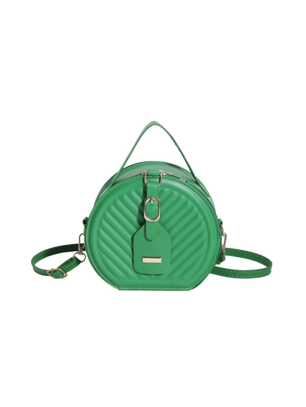Women's Pu Leather Solid Color Elegant Round Zipper Handbag