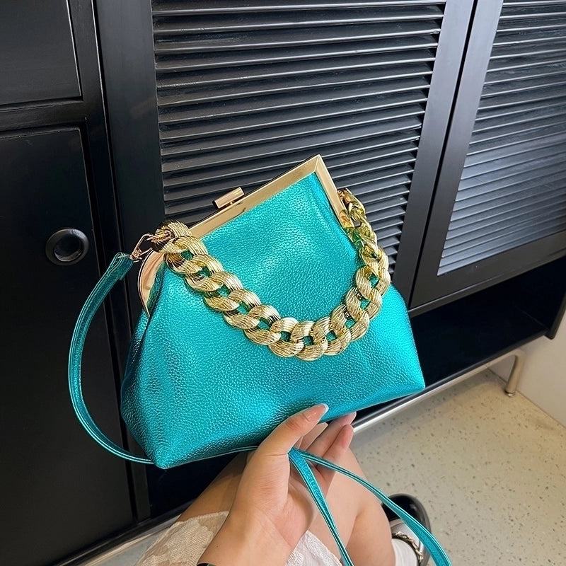 Women's Medium Pu Leather Solid Color Streetwear Square Lock Clasp Crossbody Bag
