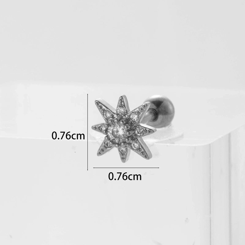 Ear Cartilage Rings & Studs Flower 316L Stainless Steel  Copper Inlaid Zircon
